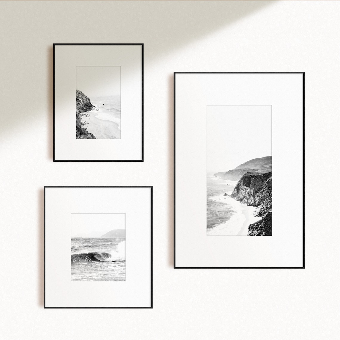 Coastal Set of 3 Prints Black and White Beach Photos Etsy