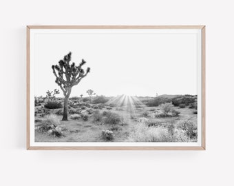 Joshua Tree Print, Black and White Desert Wall Art, DIGITAL DOWNLOAD, California Poster, Boho Wall Decor, Desert Print, Instant Download