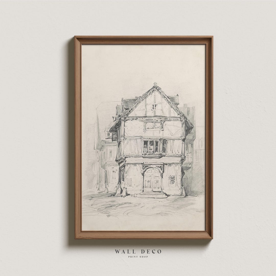 Vintage Building Sketch: Rustic Urban Architecture (digital Printable ...