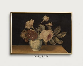 Vintage-Blumenbild-Kunstdruck: Stimmungsvolles Blumenstillleben (Digitaldruckvorlage)