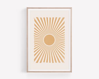 Abstract Sun Print, Bohemian Neutral Wall Art (Digital Download)
