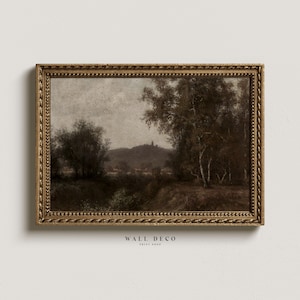 Stimmungsvolle Herbstlandschaft - Kunstdruck einer dunklen Vintage Bauernhaus-Landschaft (Digitaler Download)
