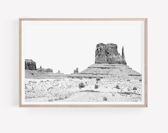 Desert Print, Black and White Arizona Desert Wall Art, DIGITAL DOWNLOAD, Minimalist Landscape Print, Boho Desert Printable, Instant Download