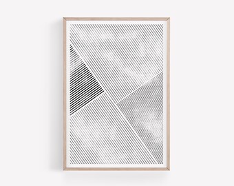 Geometric Print, Black and White Stripes Print, Minimalist Wall Art, Modern Wall Decor, Scandinavian Poster, Abstract Wall Art, Digital Art