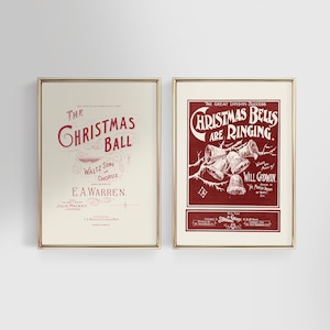 Juego de láminas navideñas con tipografía vintage: Arte mural navideño antiguo (imprimible digitalmente)