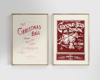 Set vintage kersttypografieprints: antieke vakantiemuurkunst (digitaal afdrukbaar)