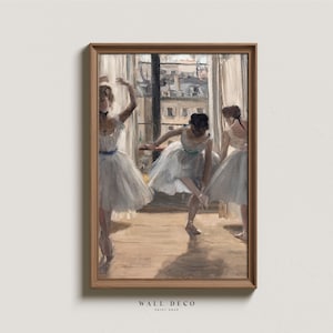 Vintage Ballerinas Painting Art, Girls Room Printable Wall Decor, Elegant Ballet Dancers Art Print, Neutral Female Downloadable Wall Art