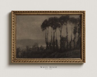 Moody Forest Landscape Painting: Vintage Gothic Wall Art (Digital Printable)