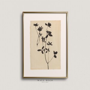 Botanical Silhouette Art Print: Black Ink Wildflowers Illustration (Digital Download)