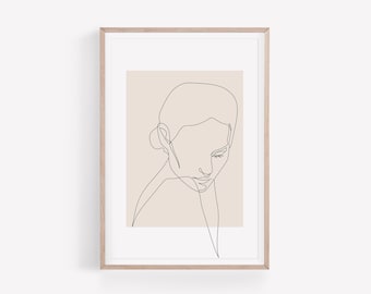 Woman Face Line Drawing, Abstract Woman Print, Fine Line Art Print, Feminine One Line Portrait, Woman Illustration Art, Minimalist Wall Art