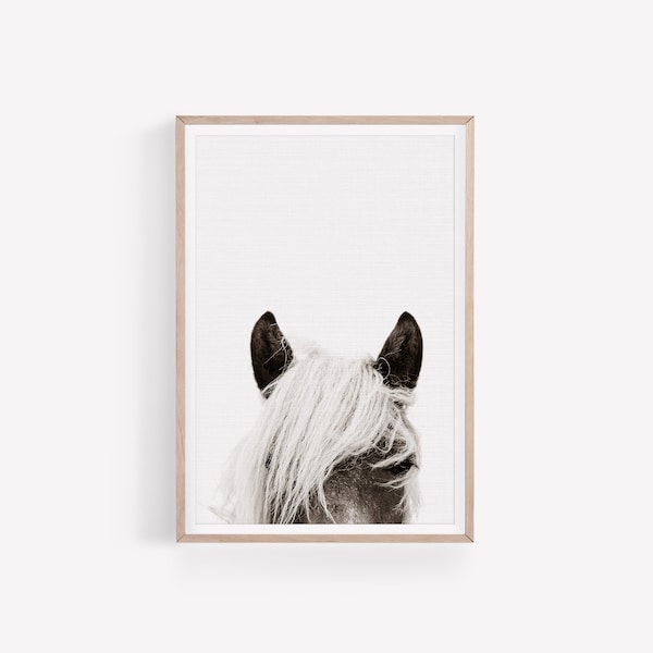 Boho Horse Print, Black and White Horse Wall Art, DIGITAL DOWNLOAD, Farm Animal Print, Horse Portrait, Farmhouse Print, Instant Download