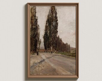 Vintage ländliche Landschaft Ölgemälde: Europäische Bauernhaus Kunst (digital druckbar)