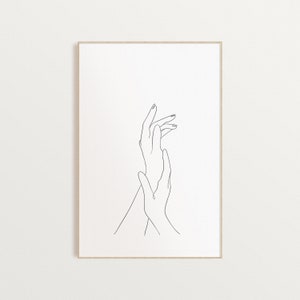 Hande Linie Zeichnung Druck Halten Hande Wandkunst Paar Etsy