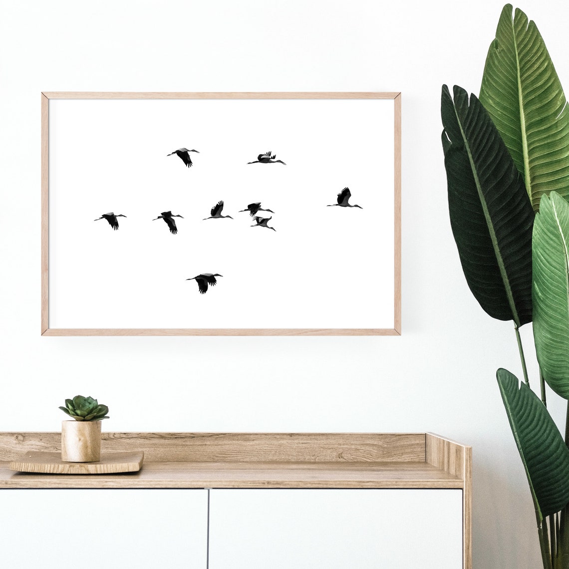 Flying Birds Print Flock of Birds Wall Art Minimalist Wall Etsy