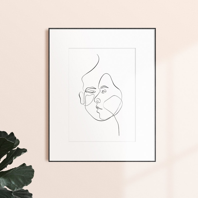 Line Couple Print Fine Line Wall Art One Line Drawing Etsy