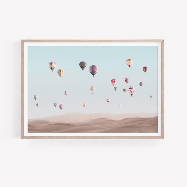 Hot Air Balloons Print, Nursery Wall Art, Desert Poster, Kids Room Decor, Boho Wall Art, Digital Printable Art, Instant Download Wall Art