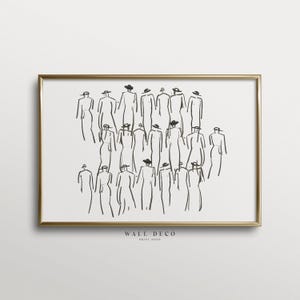 Minimalist People Print: Vintage Ink Drawing, Modern Farmhouse Decor (Digital Download)