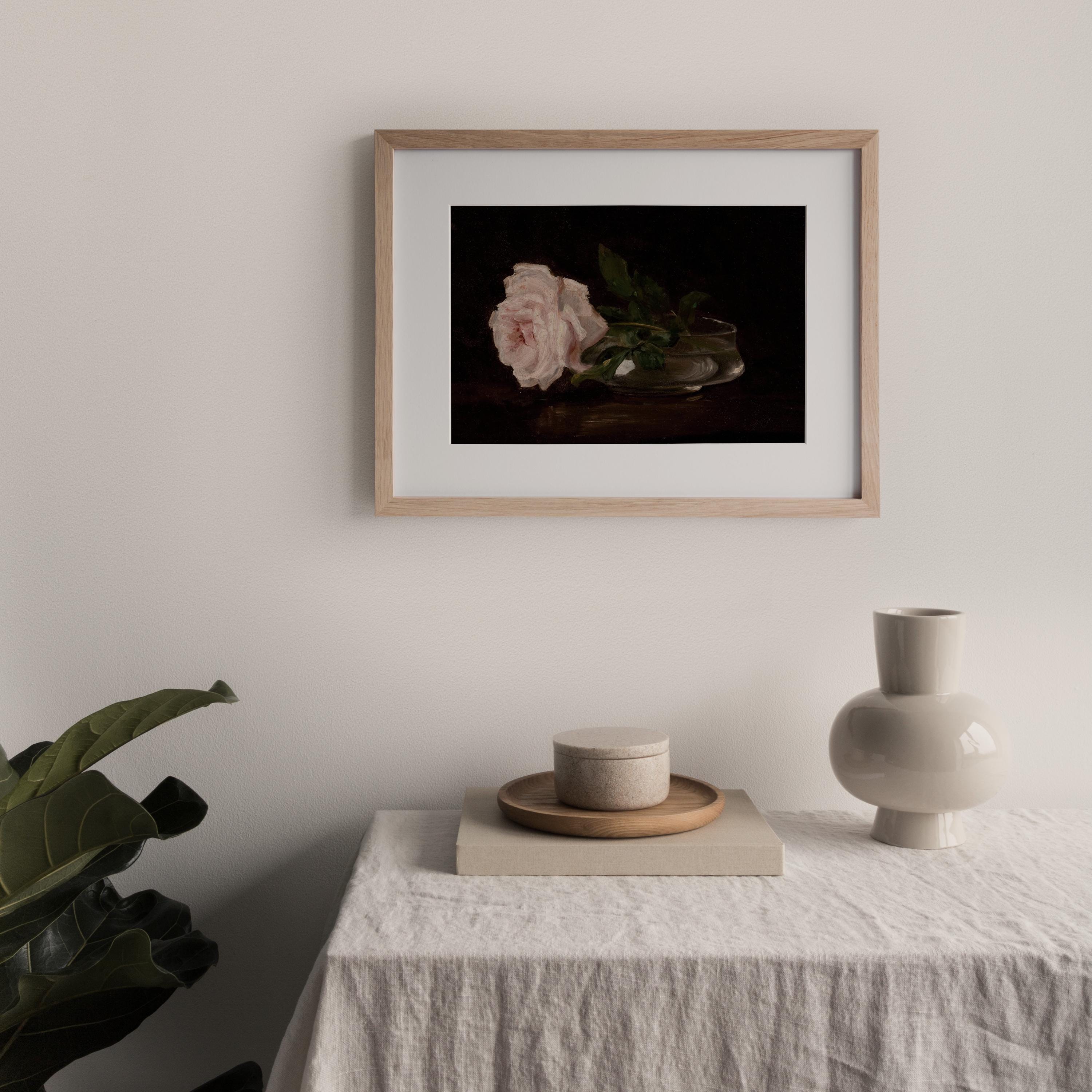 Vintage Rose Oil Painting: Moody Floral Still Life (digital Printable ...