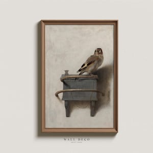 Vintage Bird Oil Painting Art, Antique Wall Decor, Farmhouse Digital Printable Art, Neutral Color Wall Art, Minimalist Birds Print