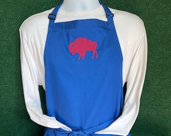 Tablier brodé Buffalo Bills de Buffalo à rayures rouges/tablier deux poches/BuffaloBills/ajuster l'encolure/boucherie/tablier24 x 34/livraison GRATUITE/hayon