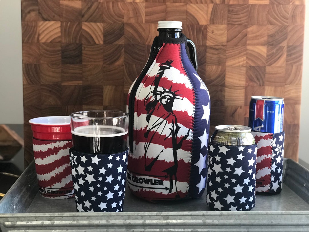 Growler Koozie/flag Red, White, Blue /growler Insulation/growler Coozie