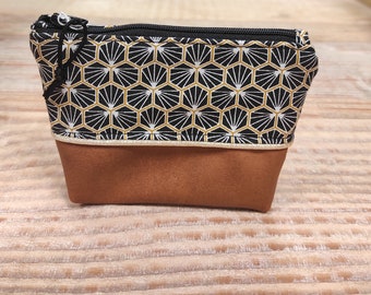 Coin purse, small pouch, zipped case, black, fawn, riad collection, women's gift idea