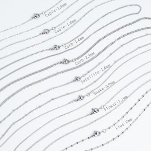 Stainless Steel Chain Necklace, 10"-30" Length Custom Made Finished Chains, Hypoallergenic Choker or Long Dainty Minimalist Necklaces