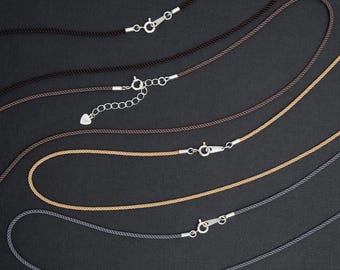 Brown Tone Custom Length Cord Necklace with Sterling Silver Clasp, Silky Cord Necklace, Braided Rope Necklace, 1.5mm String Necklace