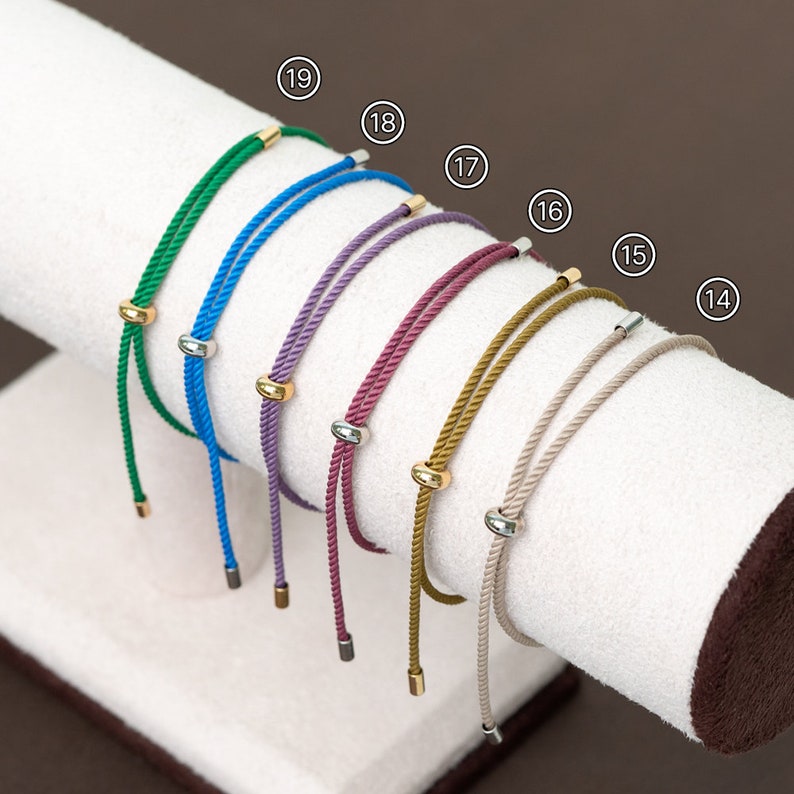 Adjustable Rope Cord Sliding Bracelet with Slider, Silk Cord Bracelet, Braided Rope Bracelet, 1.5mm String Bracelet for Bead or Charms zdjęcie 5