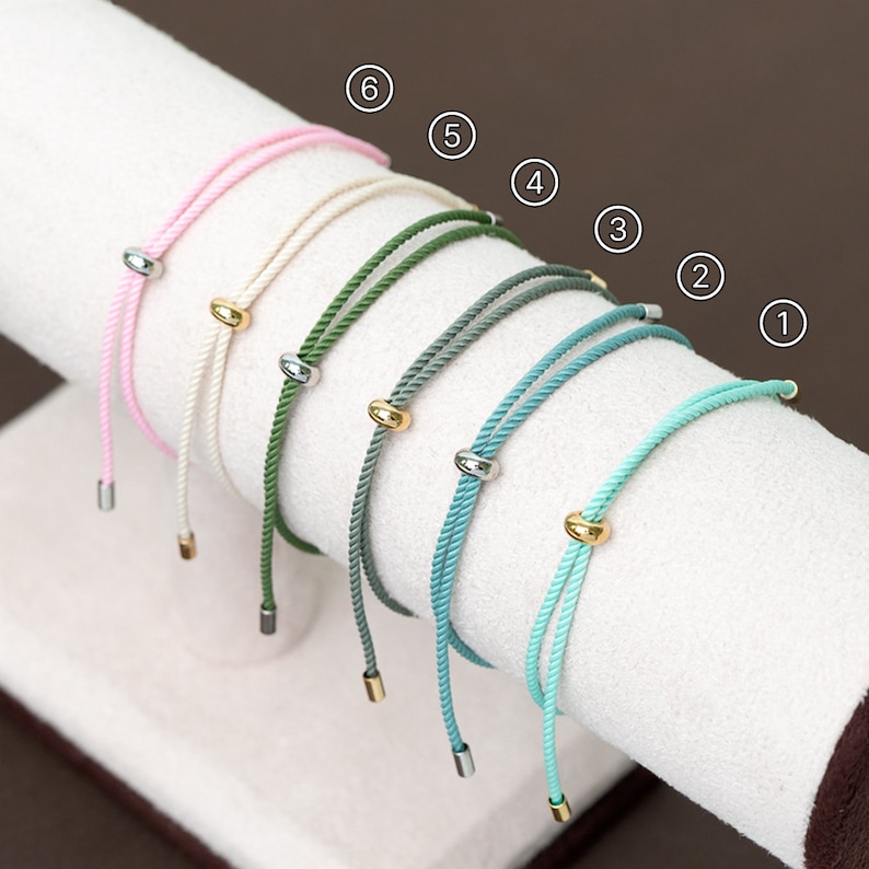 Adjustable Rope Cord Sliding Bracelet with Slider, Silk Cord Bracelet, Braided Rope Bracelet, 1.5mm String Bracelet for Bead or Charms zdjęcie 3