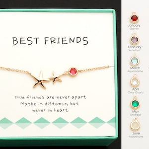 Birthstone Bestie Necklace, BFF Best Friend Necklace, Birthday Gifts, Galentine&#39;s Day, Valentine Day Gifts, Friends Forever - NBB03