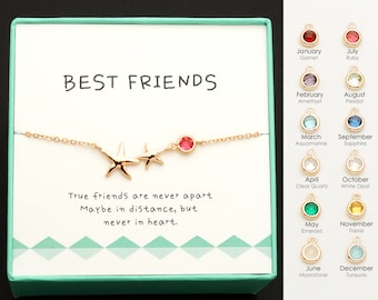 Collier Bestie avec pierre de naissance, collier meilleur ami BFF, cadeaux d'anniversaire, Saint-Valentin, cadeaux de la Saint-Valentin, Friends Forever - NBB03