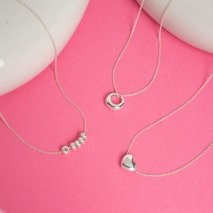 Dainty Sterling Silver Layering Necklace, Minimalist Ring Charm Heart Necklace, Thin Silver Necklace, Mothers Necklace, Boho Necklace