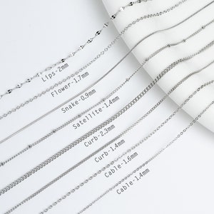Collier de chaîne en acier inoxydable, chaînes finies sur mesure de longueur 10 30 , tour de cou hypoallergénique ou colliers minimalistes longs et délicats image 5