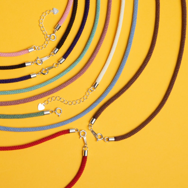 Custom Length Cord Necklace With Sterling Silver Clasp, Silk Cord