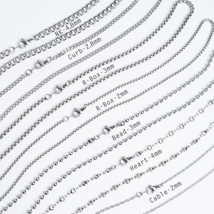 Stainless Steel Chain Necklace, 10&quot;-30&quot; Length Custom Made Finished Chains, Hypo Allergenic for Men, Women, Dainty Fashion Necklaces