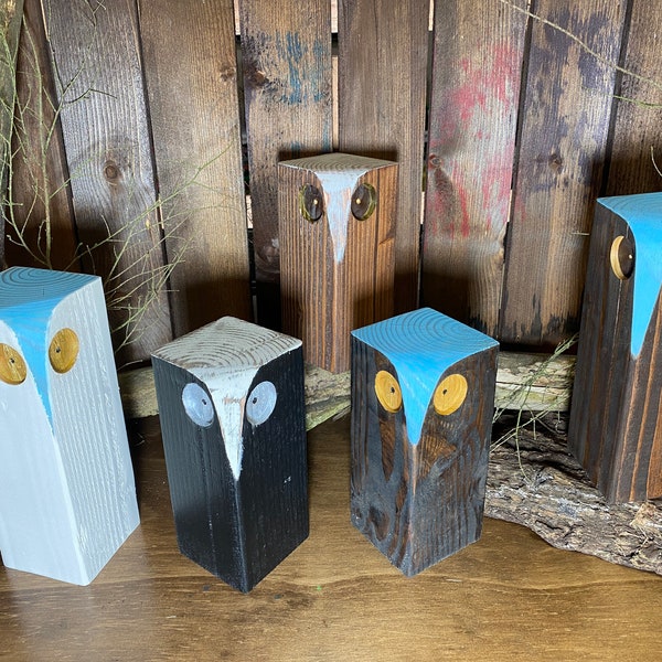 Owl Statues | Wooden Decor | Hand Painted