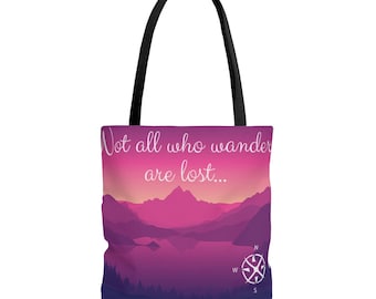 Not All Who Wander are Lost | Pink Mountain View | Tote Bag