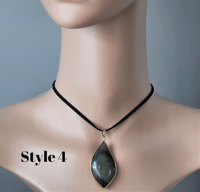 Labradorite Irregular Shaped Copper Edged Statement Pendant on Faux Suede Necklace Choice of Length Chakra Healing Reiki