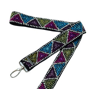 Bestickter Taschengurt, Kameragurt, Schultergurt, peruanische Handarbeit, schwarzer Gürtel, bunt geometrisch, ethnisch, Boho, unisex Kameragurt