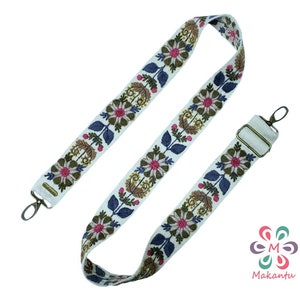 Ivory Taschengurt, grüne Blumen, bestickter Taschengurt, Kameragurt, verstellbare Tasche, Umhängetasche, peruanisch handgemacht, ethnisch, Boho, Geschenk für sie