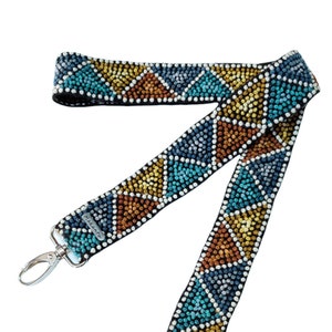 Bestickter Taschengurt, Kameragurt, Schultergurt, peruanische Handarbeit, schwarzer Gürtel, bunt geometrisch, ethnisch, Boho, unisex Kameragurt