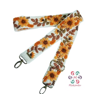 Ivory, Taschengurt ORANGE Blumen, bestickter Gurt, verstellbare Tasche, Umhängetasche, peruanische Handarbeit, Ethno, Boho, Geschenk für sie