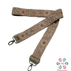 Baby pink bag strap, monochromatic strap, embroidered bag strap, camera strap, adjustable bag, handmade, boho, gift for her