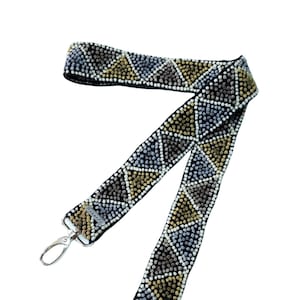 Bestickter Taschengurt, Kameragurt, Schultergurt, peruanische Handarbeit, schwarzer Gürtel, oliv geometrisch, ethnisch, Boho, unisex Kameragurt