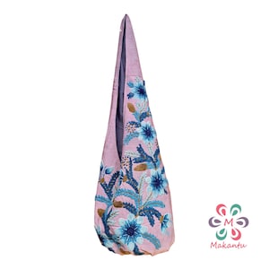 Helllila Tasche, blaue Blumen, bestickte Tasche, Wolltasche, Crossbody-tasche, Boho-tasche, handgemachte Stickerei, große Tasche, peruanisch, Hippietasche