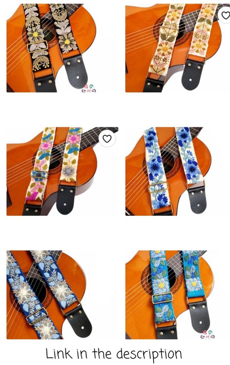 Adjustable Embroidered Guitar Strap Handmade Guitar Strap Etsy