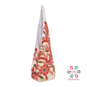 Ivory Tasche, rosa Blumen, bestickte Tasche, Wolltasche, Umhängetasche, Boho Tasche, handgemachte Tasche, große Tasche