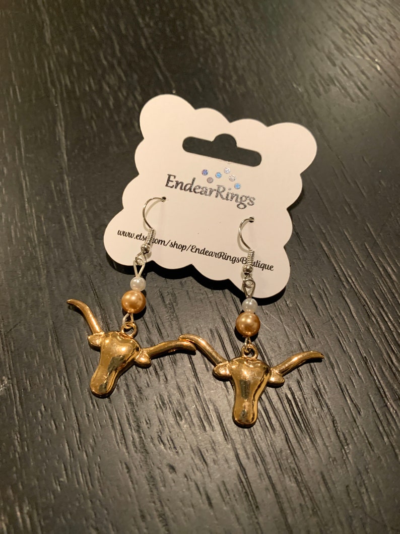 Handmade UT Longhorn Earrings