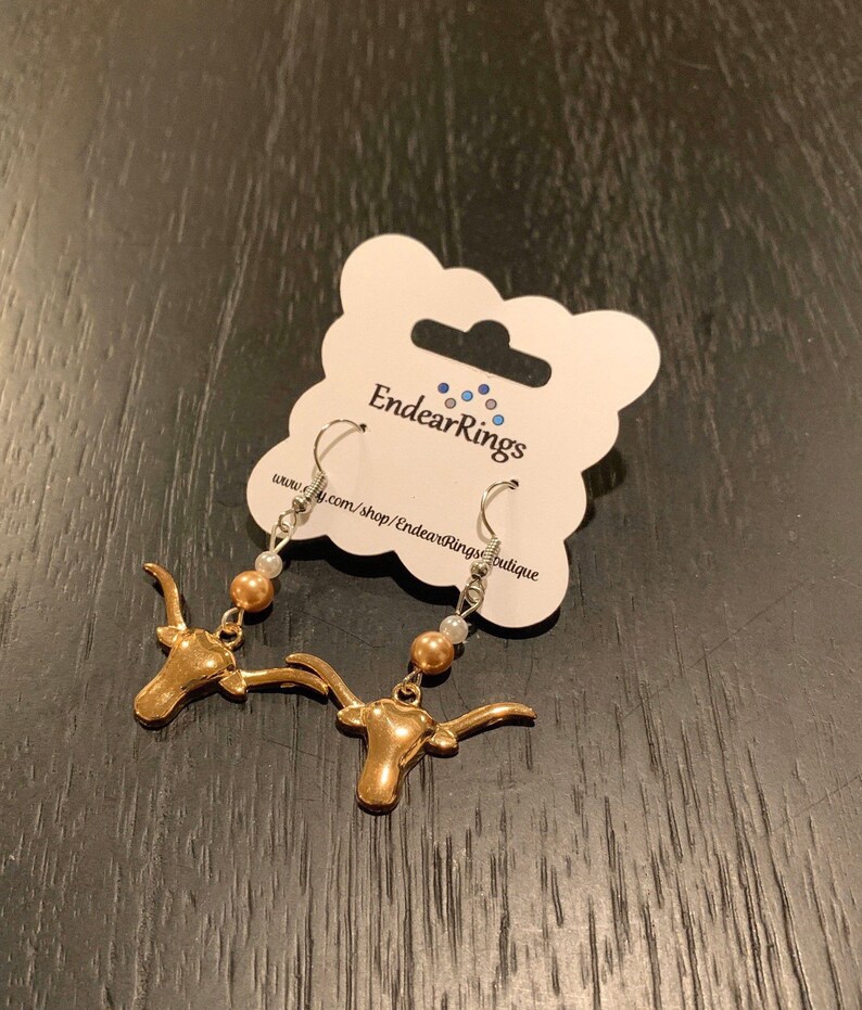 Handmade UT Longhorn Earrings